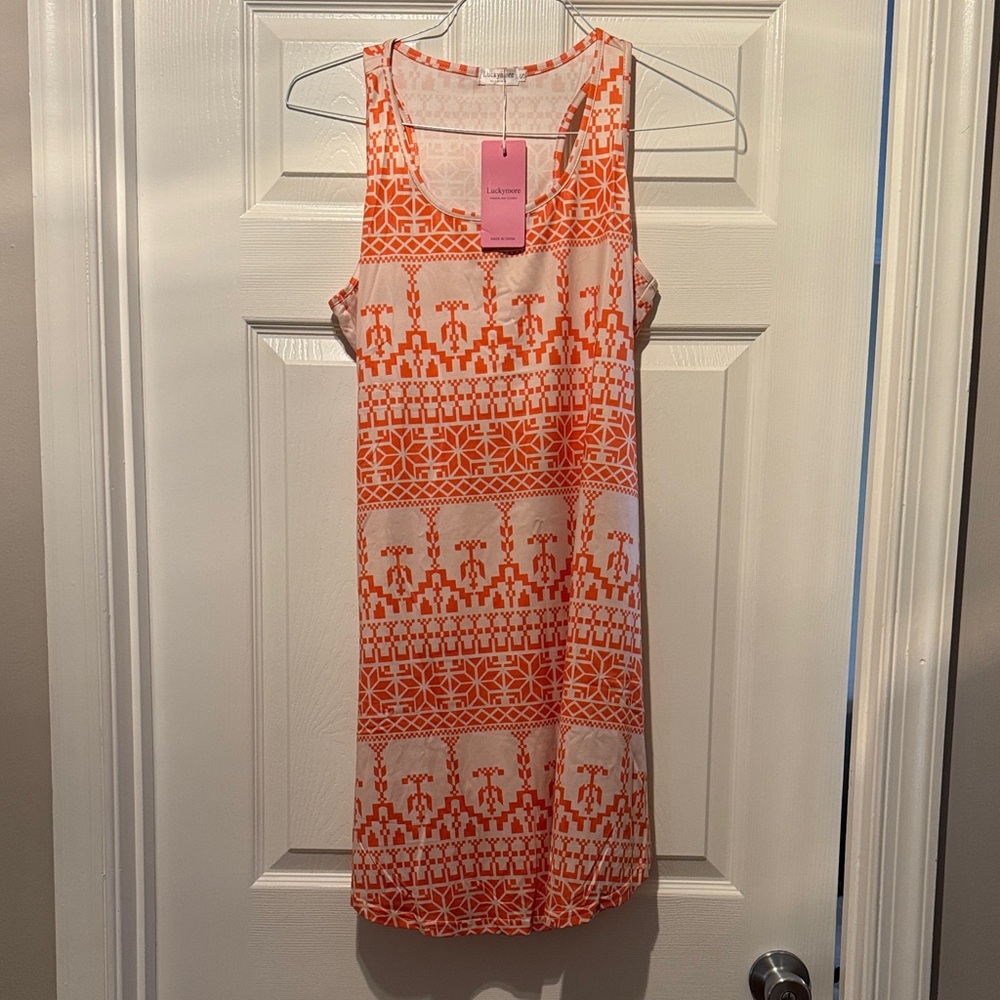 Orange Geometric Mini Dress